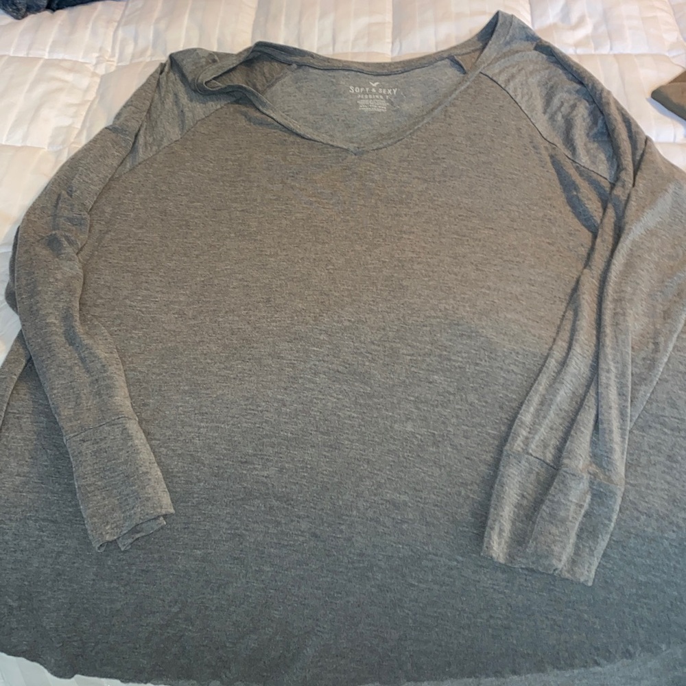 American Eagle Outfitters Gray Long Sleeve Tunic Top